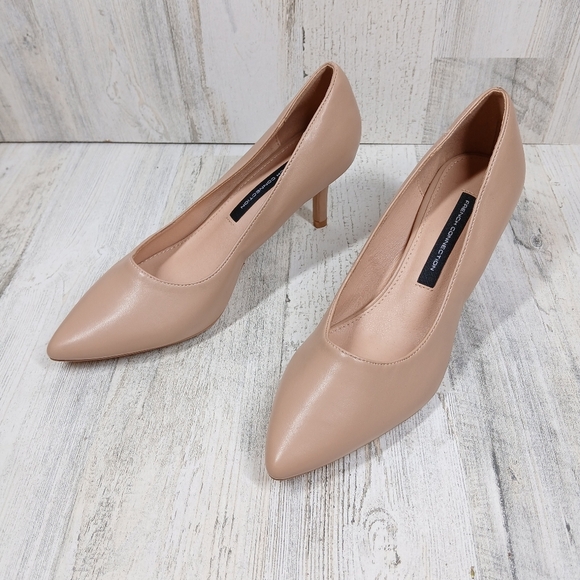 French Connection Kate Tan Cream Flex Pumps Pointed Toe Heels #578 - Picture 2 of 11